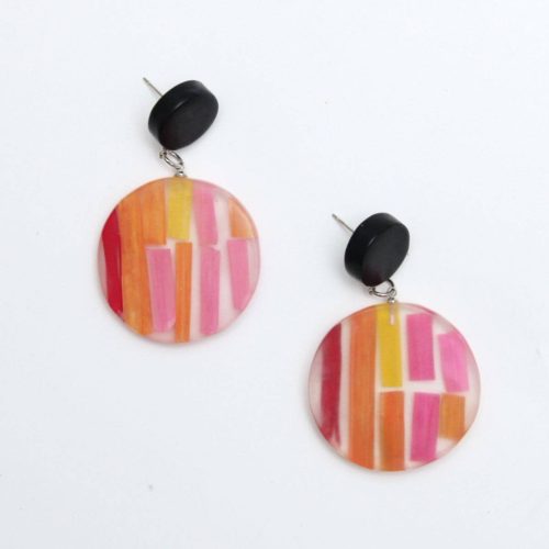 Stripe Larkin Statement Earrings Pink