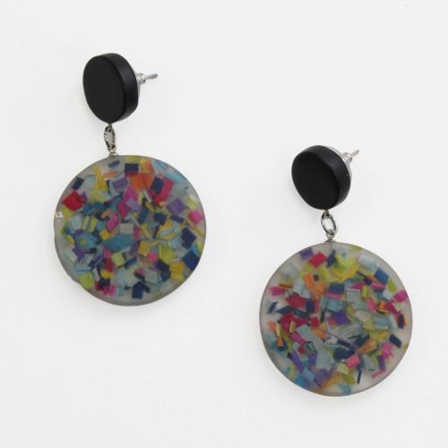 Round Confetti Dangle Statement Earrings