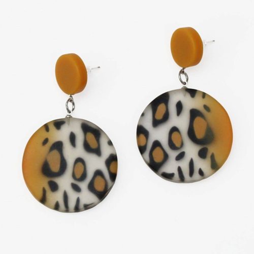 Mustard Cheetah Dangle Statement Earrings