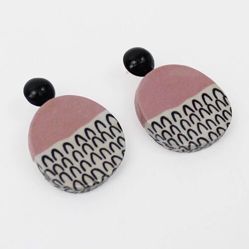 Pink Round Decoupage Jolie Earrings