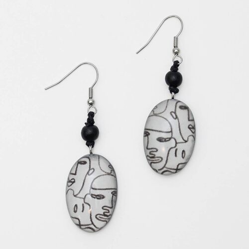Black and White Faces Earrings