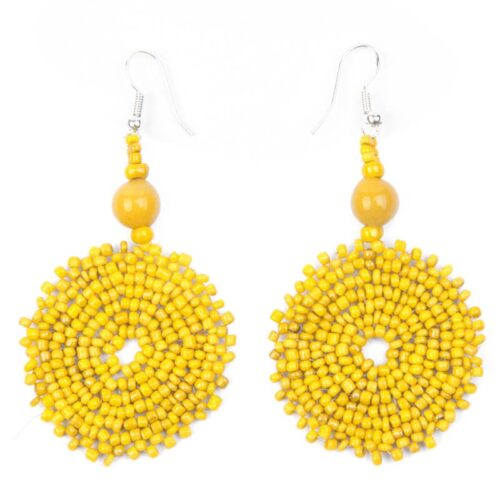 Erik & Mike - Hand crocheted seed bead Earrings in Yellow