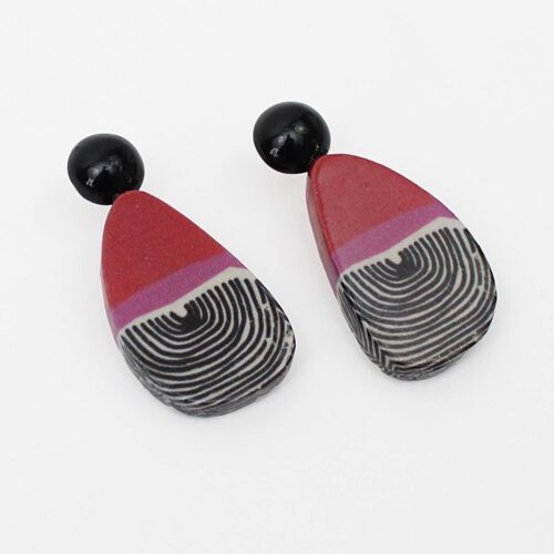 Red Teardrop Decoupage Jasmine Earrings
